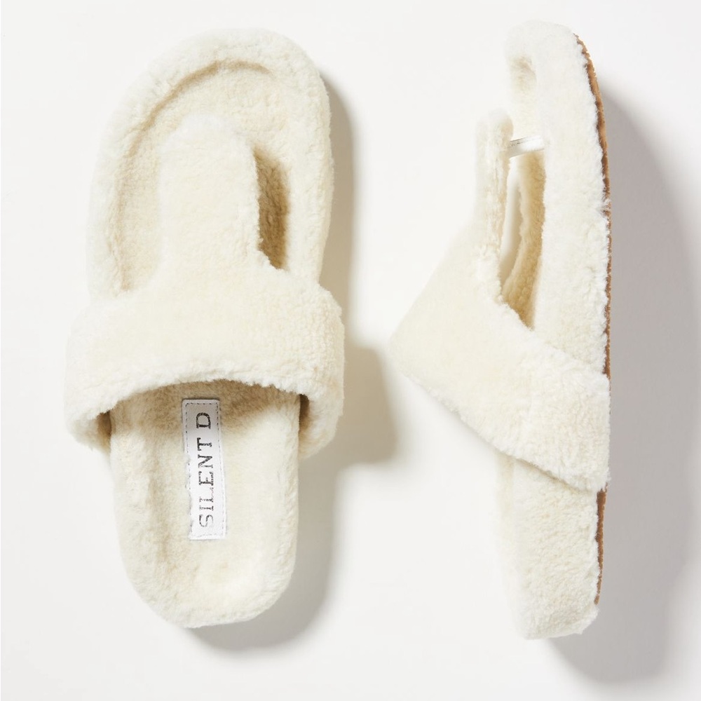 Anthropologie Silent D Sherpa slippers size 8/38